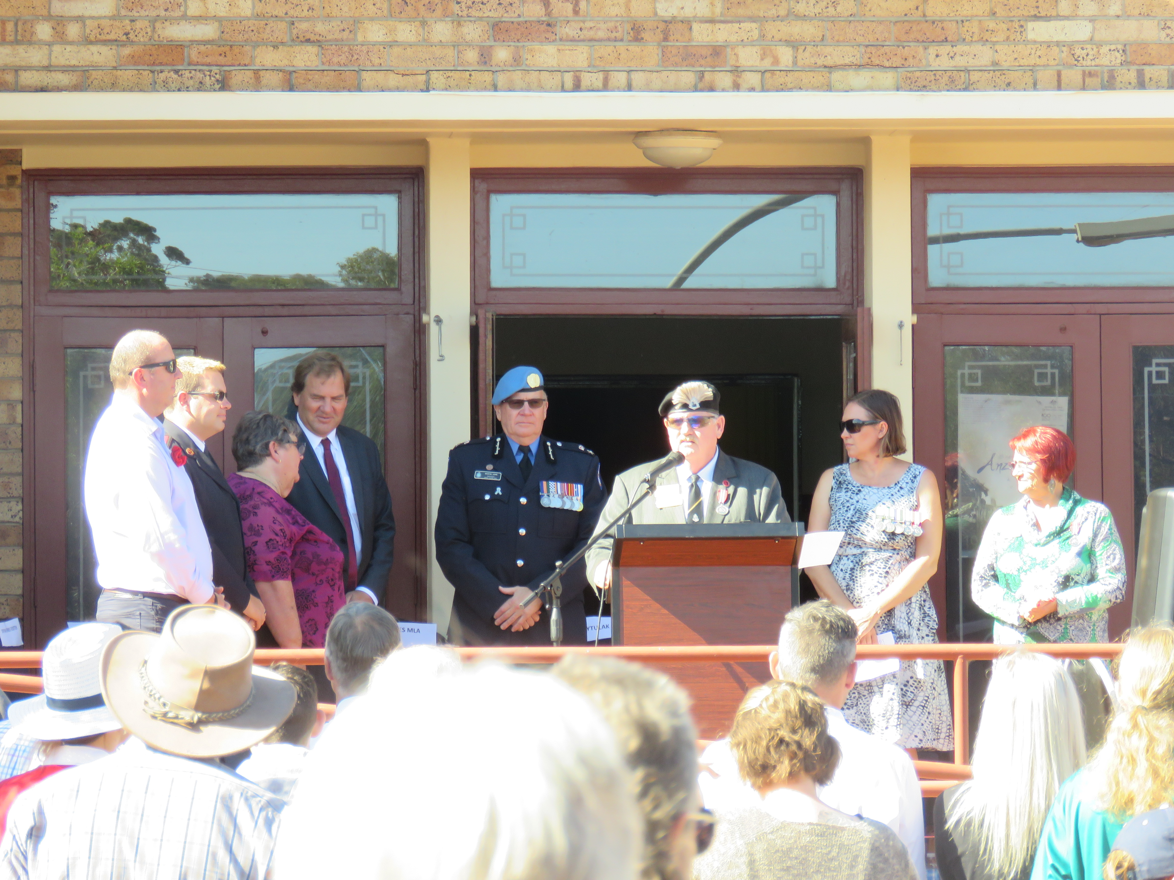 RSL committee at start of Anzac Day Service in a group